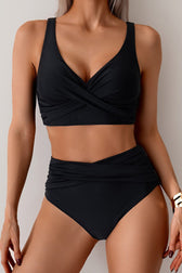 High Waist Solid Bodycon Two Piece Swim Set