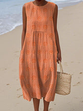 Floral Textured Sleeveless Pocket Midi Dress 6