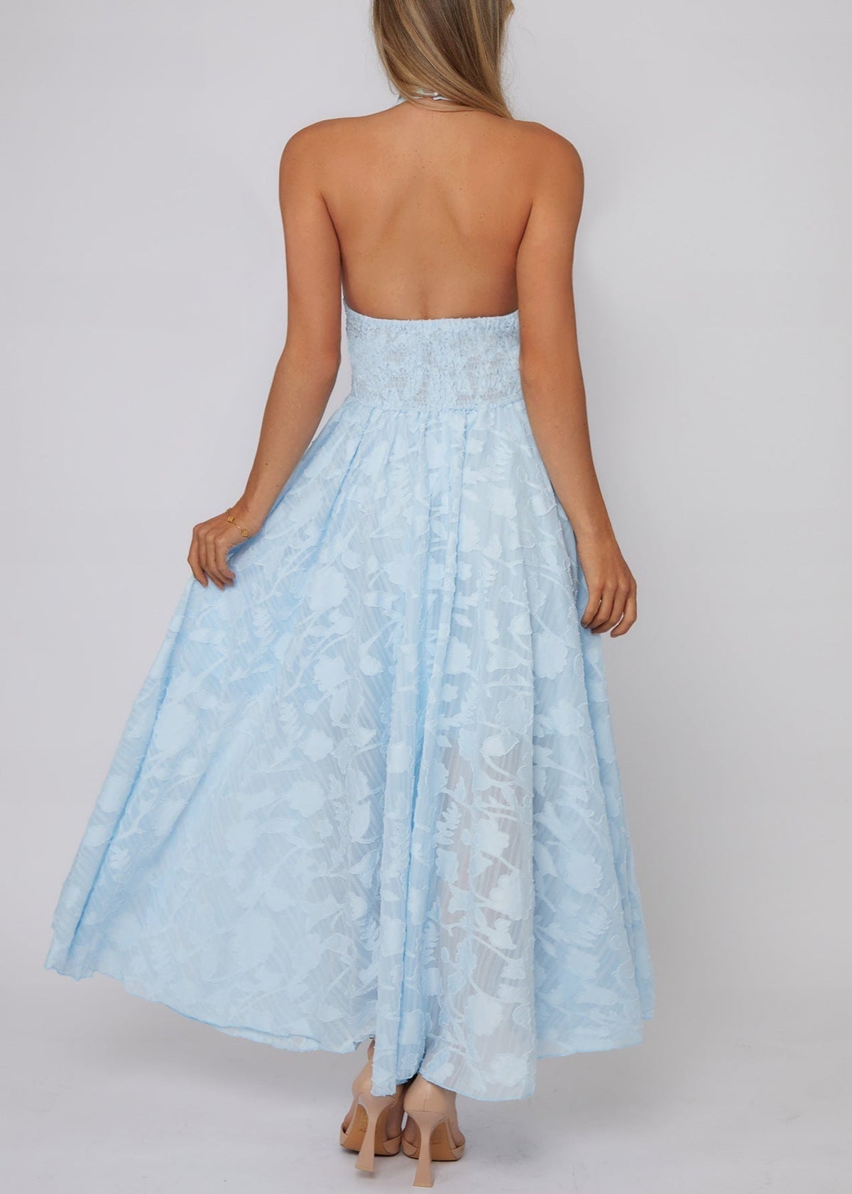 Lace V-Neck Sleeveless Bodycon Maxi Cocktail Dress - View 5