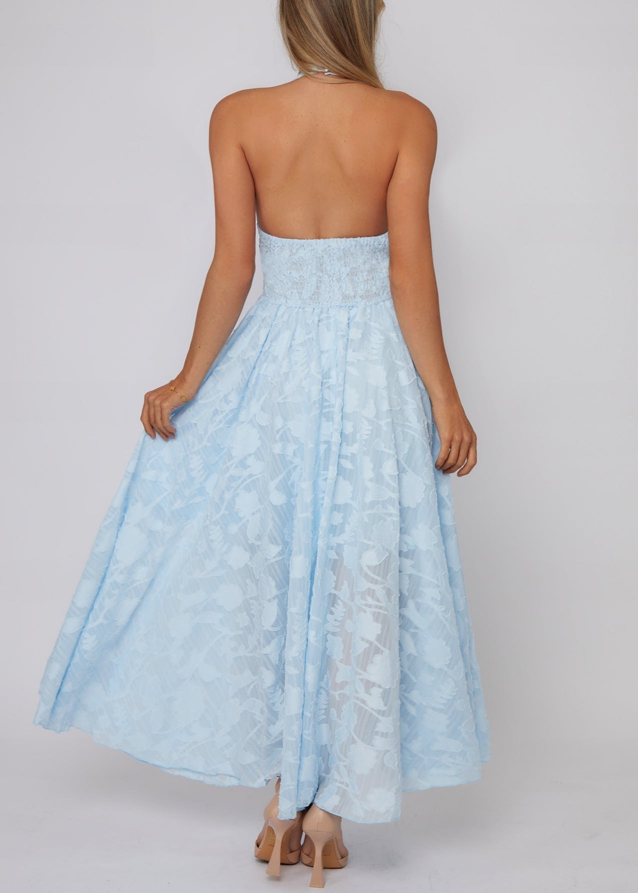 Celeste Halter Lace Maxi Dress