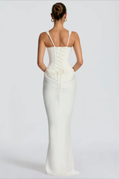 Solid Square Neck Ruched Panel Bodycon Party Dress