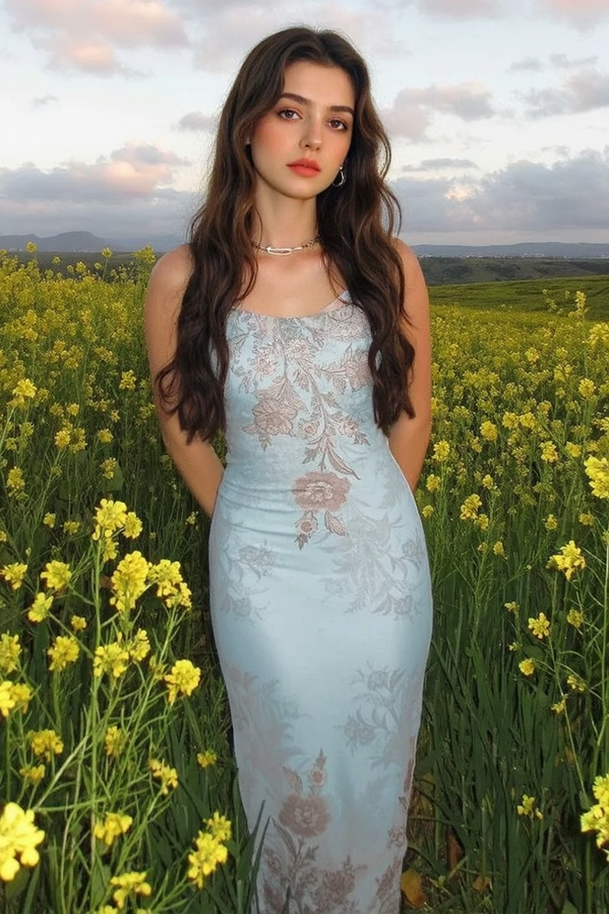 Vacation Printed Retro Hippie Slip Dress