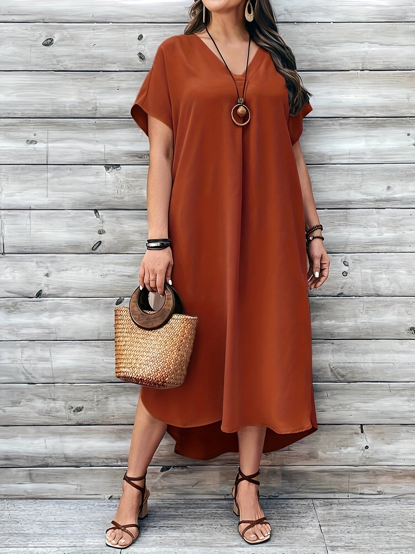 Emilia - Flowy Comfort Dress Dark Brown