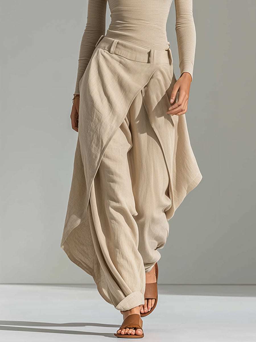 Boat Neck Long Sleeve Ribbed Top and Draped Wide Leg Pants Two Piece Set