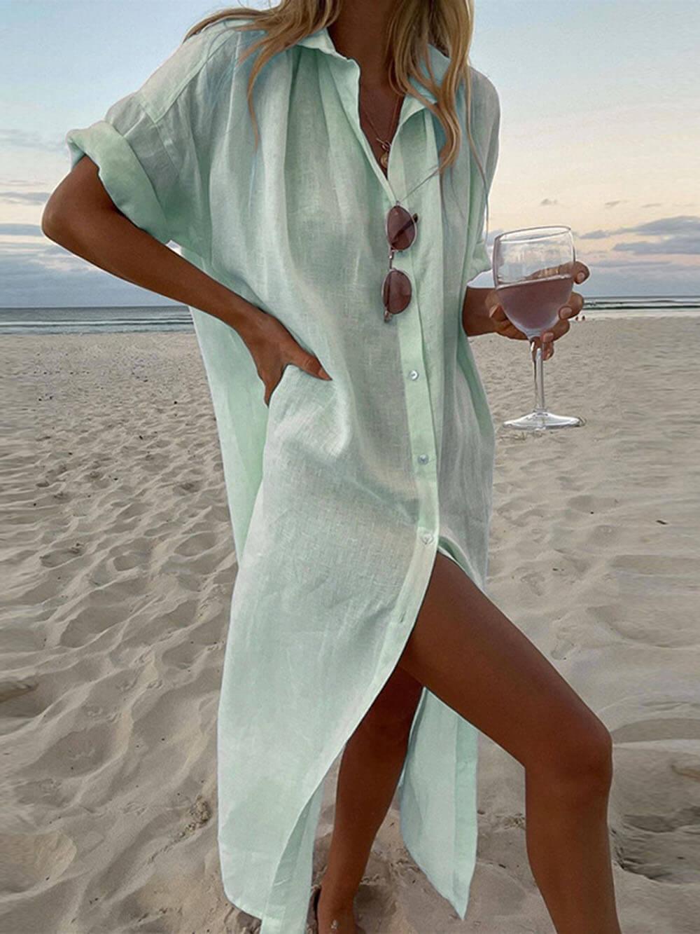 Concept Simple Maxi Shirt Dress Green