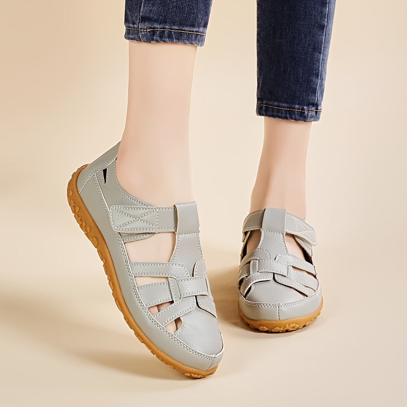 Closed Toe Cut Out Hook and Loop Fisherman Sandals