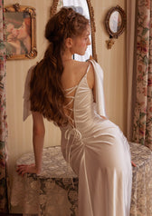 Satin Sweetheart Lace Up Ruched Slip Maxi Dress 3
