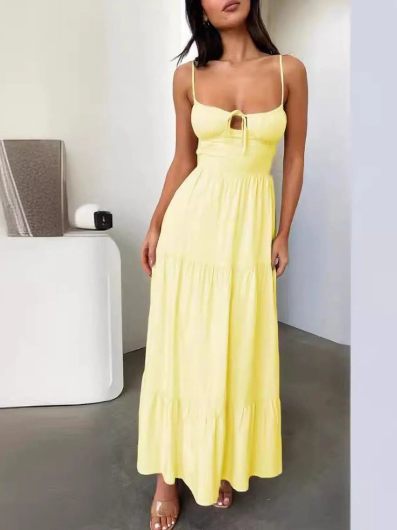 Ludovica Exclusive Strappy Layered Lace Maxi Dress Boutique Edit