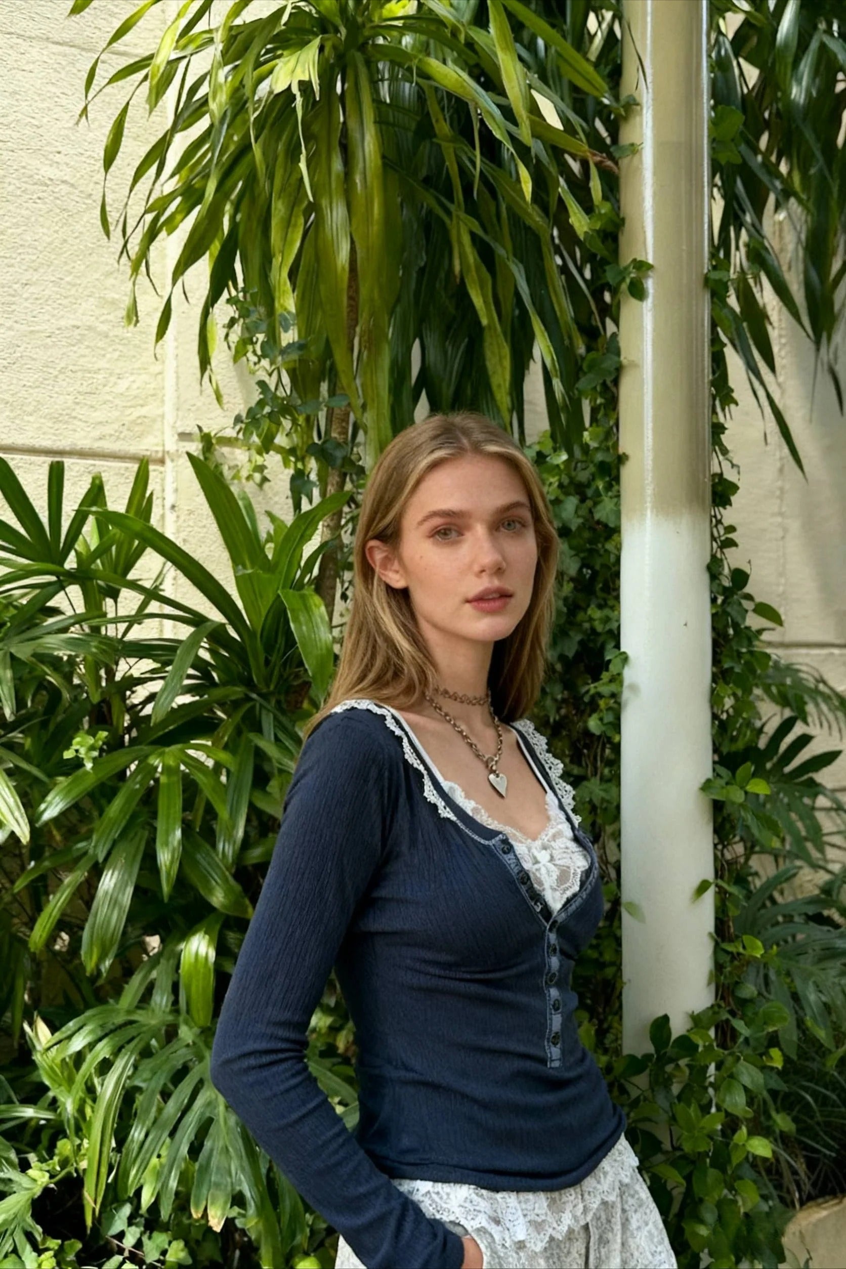 Korean Retro Ribbed Knit T-shirt Button Up Long Sleeve Sweater Women