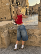 Vintage High Waist Fluid Wide Cropped Jeans