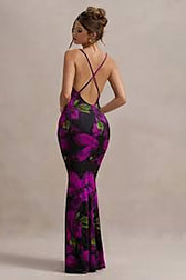 Floral Cross Strap Maxi Party Dress 2