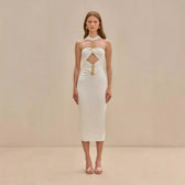 Halter Neck Chain Cut Out Bodycon Dress 3
