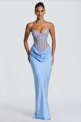 Strapless Lace Sleeveless Bodycon Maxi Lace Dress