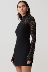 Strapless Lace Panel Sheer Backless Bodycon Lace Dress
