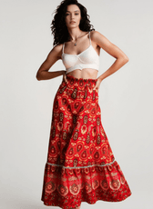 Rayon High Waist Hollow Boho Vacation Skirt