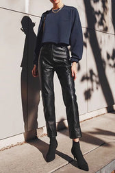 Office PU Straight Leg Stylish Workwear Pants