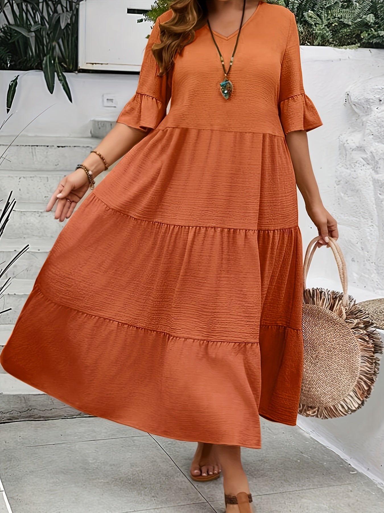 Serena - Graceful Flowy Dress Orange