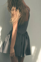 Solid Velvet Square Neck Slim Fit Mini Dress - View 13