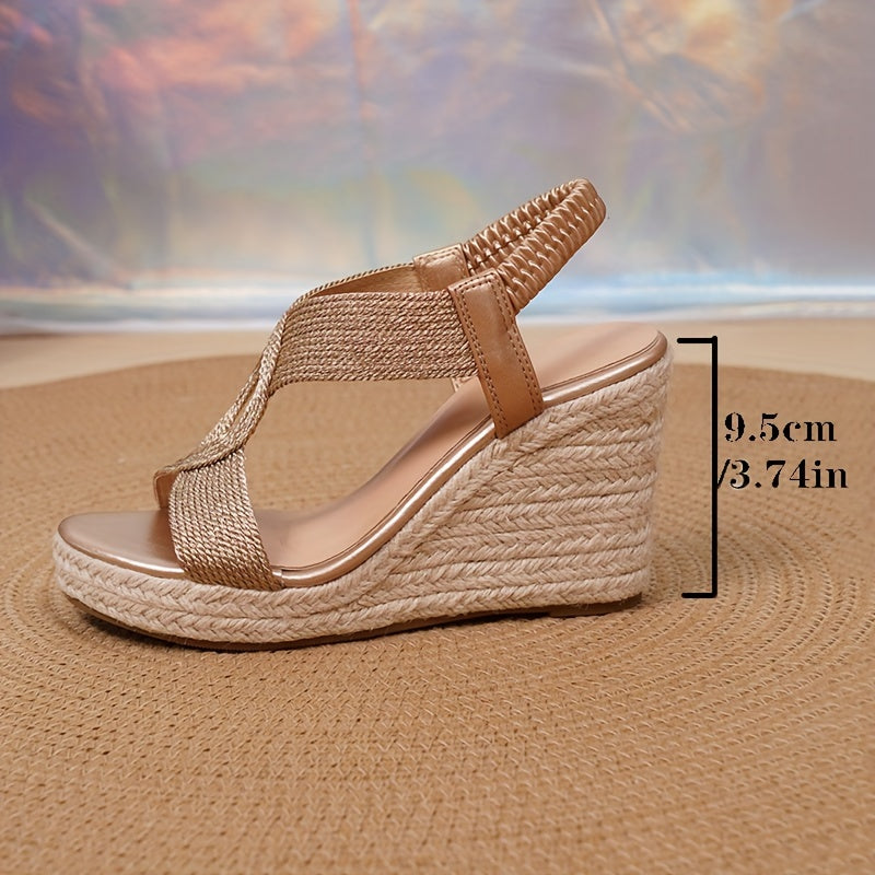 Open Toe Cross Strap Platform Espadrille Wedge Sandals