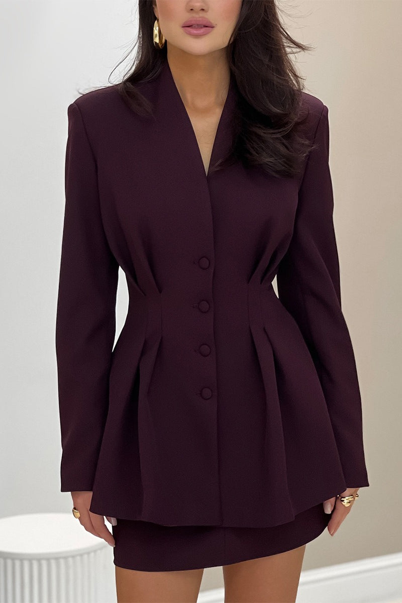 V Neck Waist Detail Blazer