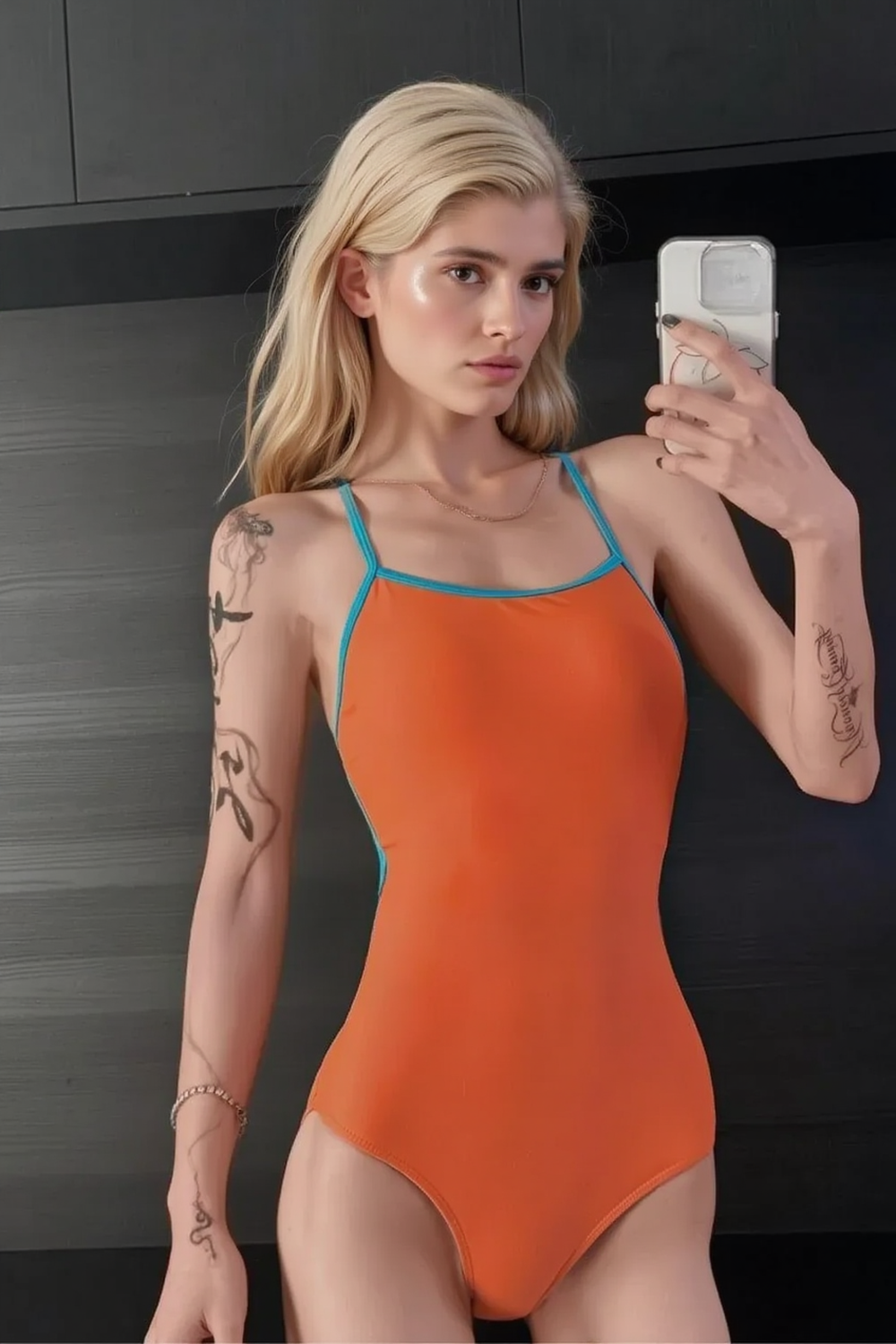Sexy Color Block Crisscross Lace Up Backless One Piece Swimwear
