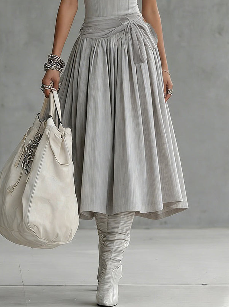 Sleeveless Ribbed Top and Draped Midi Skirt Two Piece Set
