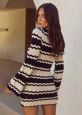 Zahara - Crochet Wave Knit Mini Dress - View 3