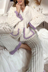 Floral Fleece Sleepwear Pajama Set