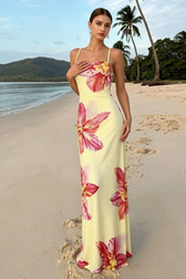 Floral Print Contrast Back Tie Slip Dress