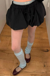 Bubble Hem Elastic Waist Shorts