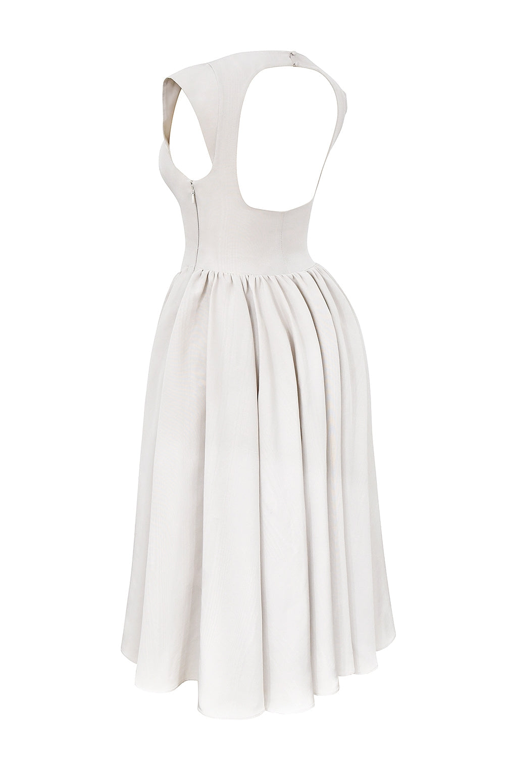 Boat Neck Cap Sleeve Drop Waist Full Skirt Midi Dress 13