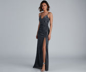 Quinn Formal High Charming Slit Glitter Dress