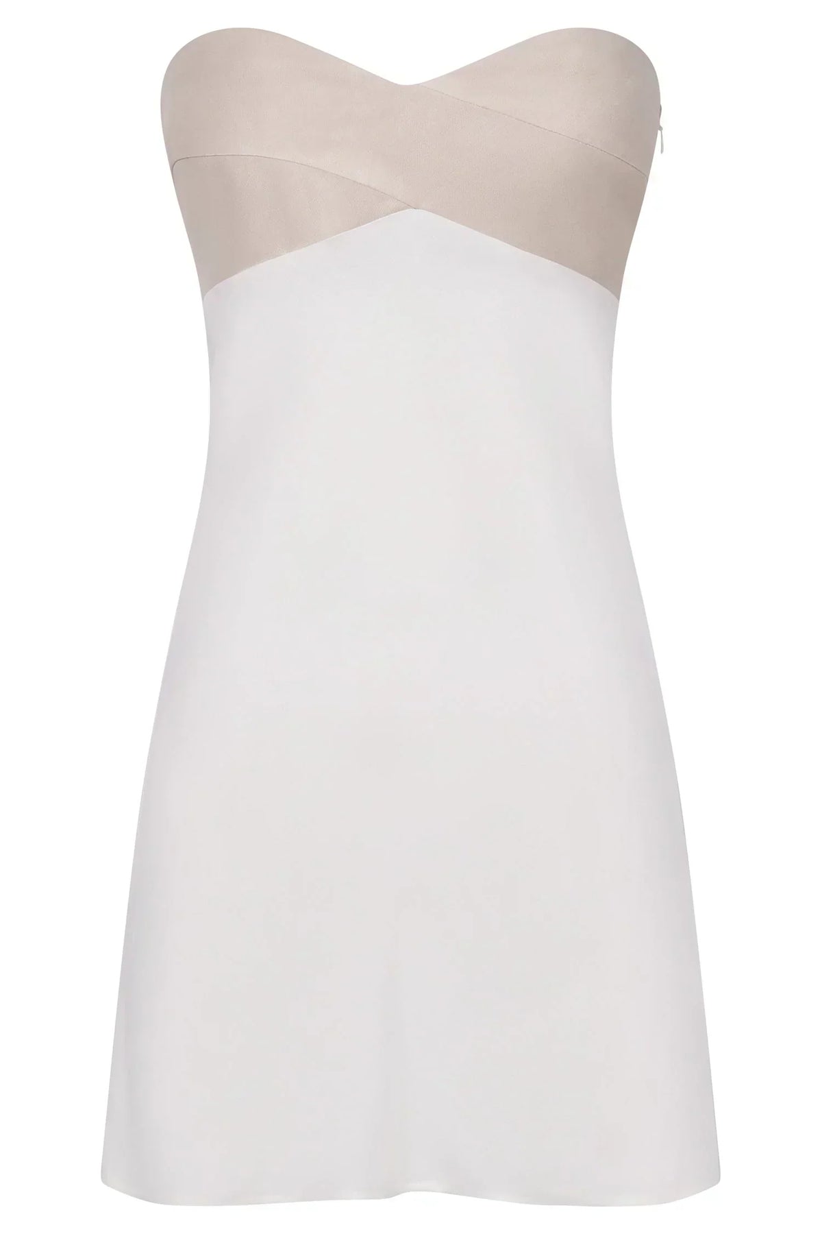 Strapless Crossover Bust Contrast Bodice A-Line Mini Dress 6
