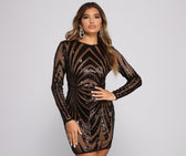 Sequin Beauty Long Sleeve Mini Dress - Lady Occasions