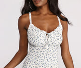 Ribbed Floral Mini Dress