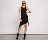 Ribbed Ruched Mini Dress