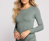 Ribbed Ruched Mini Dress