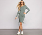 Ribbed Ruched Mini Dress