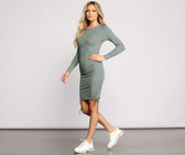 Ribbed Ruched Mini Dress