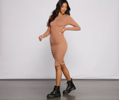 Ribbed Ruched Mini Dress