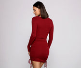 Ribbed Ruched Mini Dress