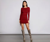 Ribbed Ruched Mini Dress