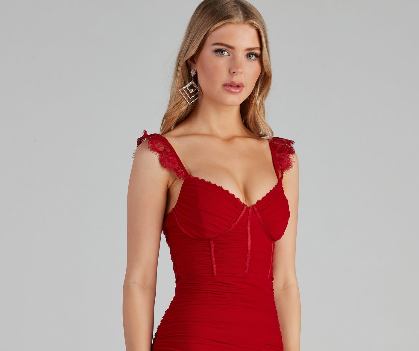 Lace Vixen Mesh Ruched Mini Dress 4