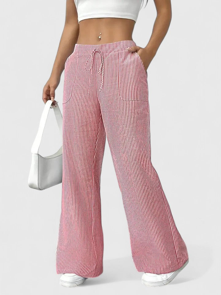 High Waist Striped Wide Leg Pants