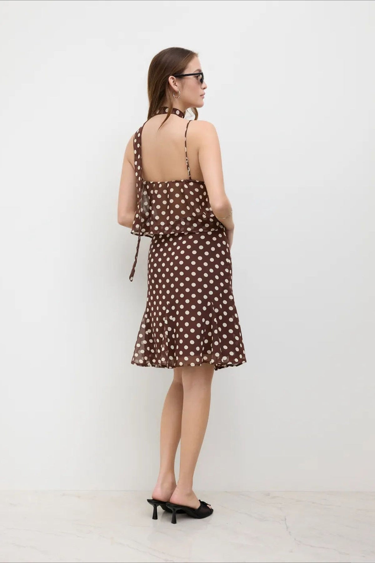 Polka Georgette Halter Cami Top