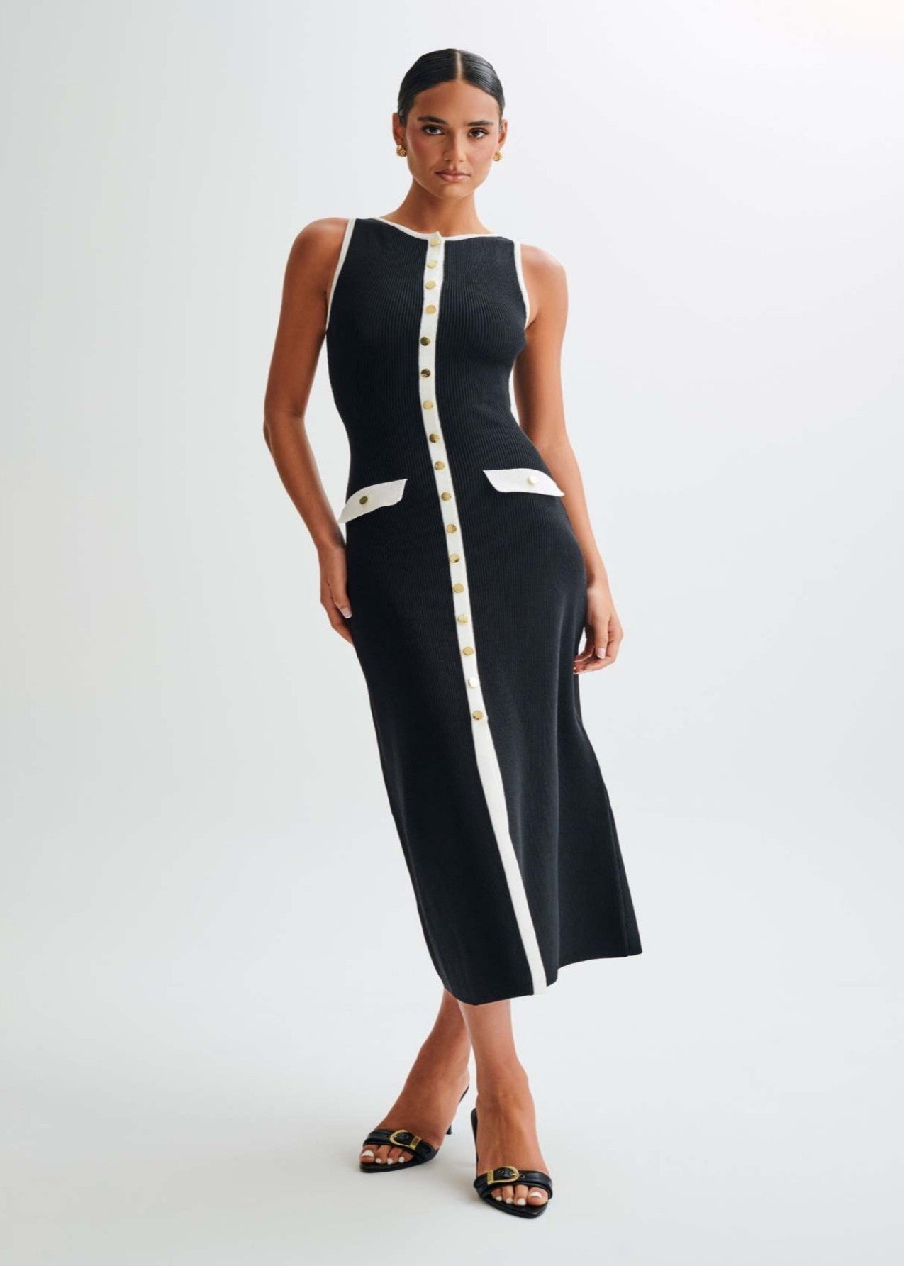Valeria Contrast Trim Midi Dress