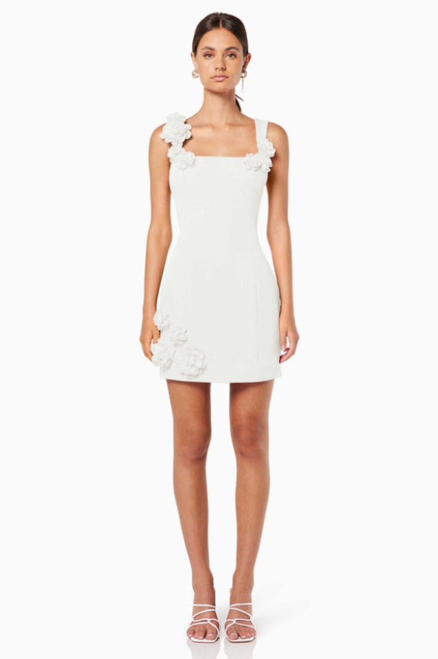 Floral Appliqué Square Neck Sleeveless Bodycon Mini Dress 5