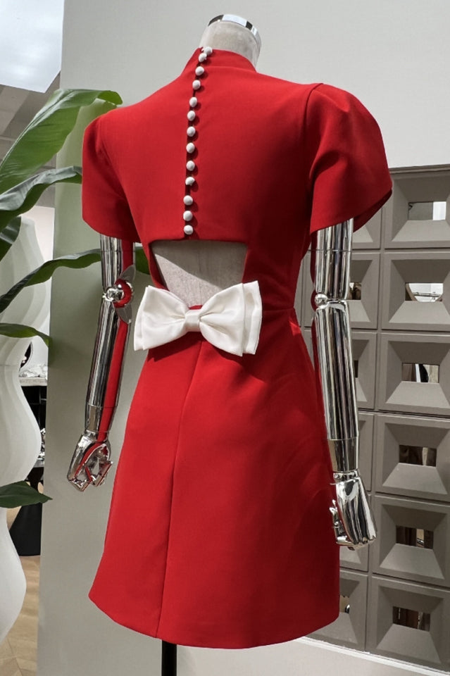 Adela Cut-out Bowknot Mini Dress
