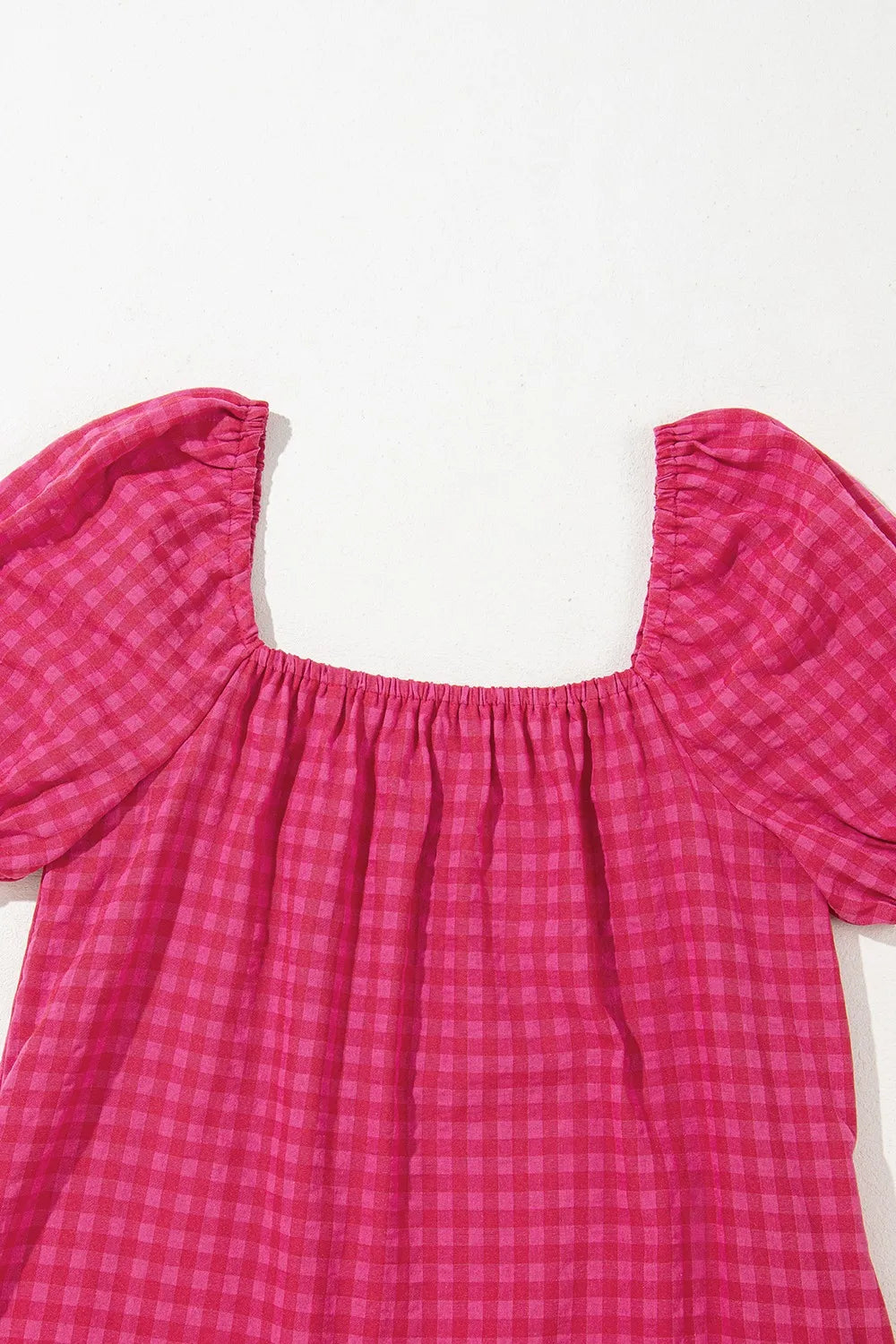 Gingham Puff Sleeve Scoop Neck Ruffle Hem Maxi Dress 7