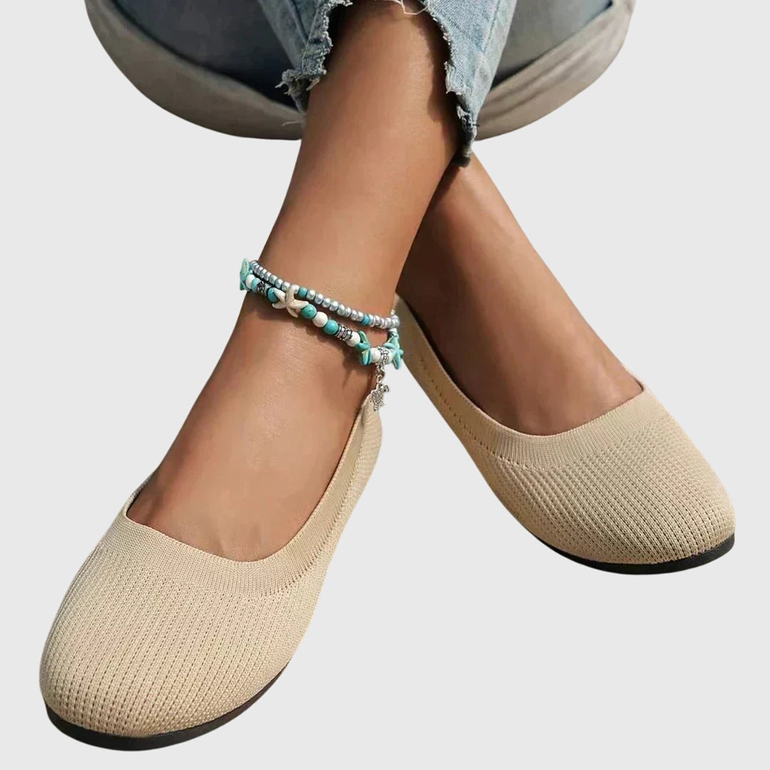 Round Toe Slip On Knit Ballet Flats